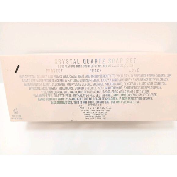 3 Bars Crystal Quartz Soap Saks Fifth Avenue Set Eucalyptus Scent 9.9 oz Luxury - Picture 8 of 14